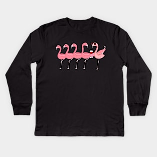 Wine And Flamingo Kids Long Sleeve T-Shirt